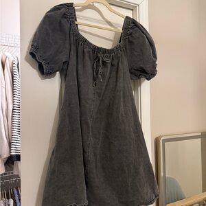 Gray Puff Sleeve Dress